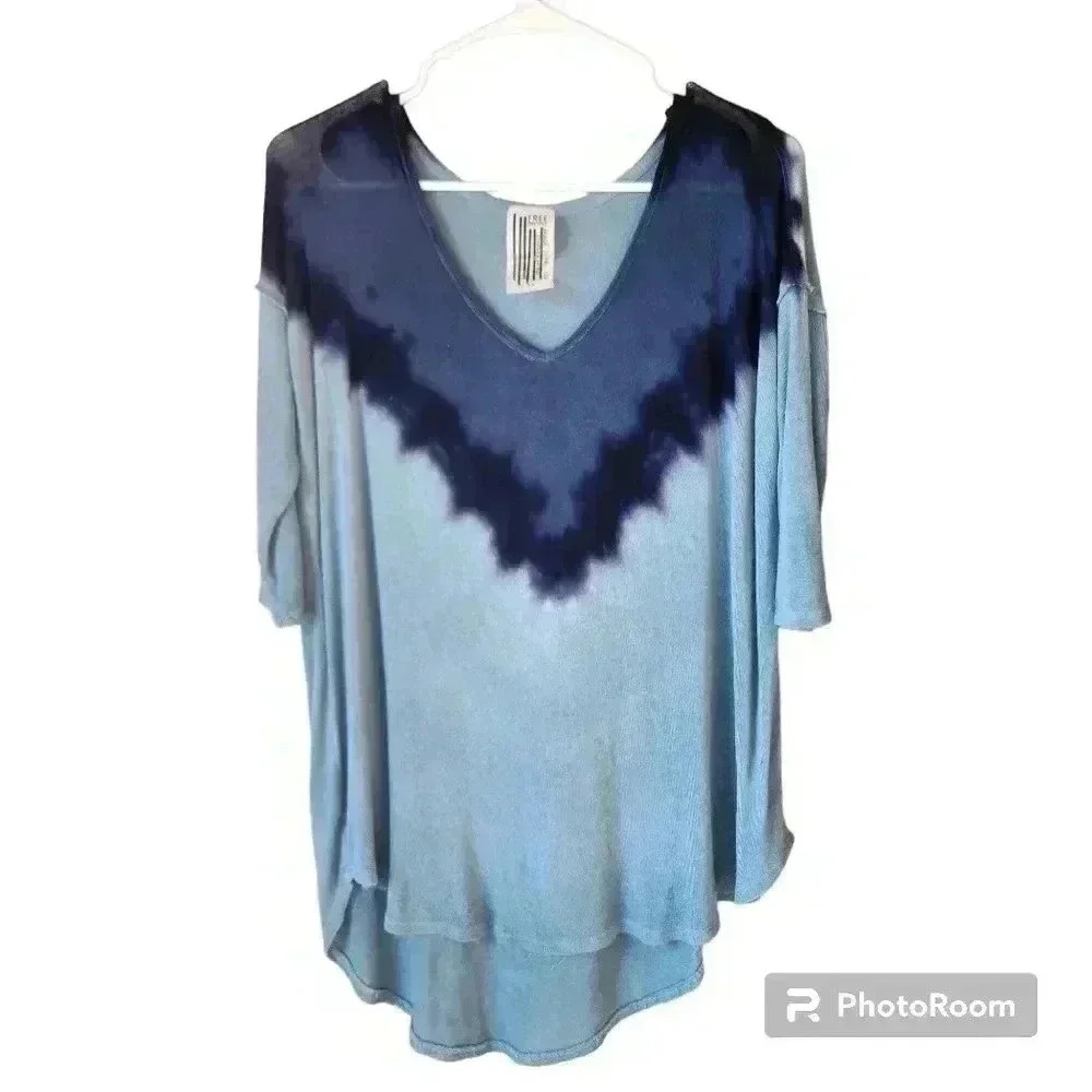 Free People Shirt Tie Dye Ombre Tunic Blue Size Small 66170